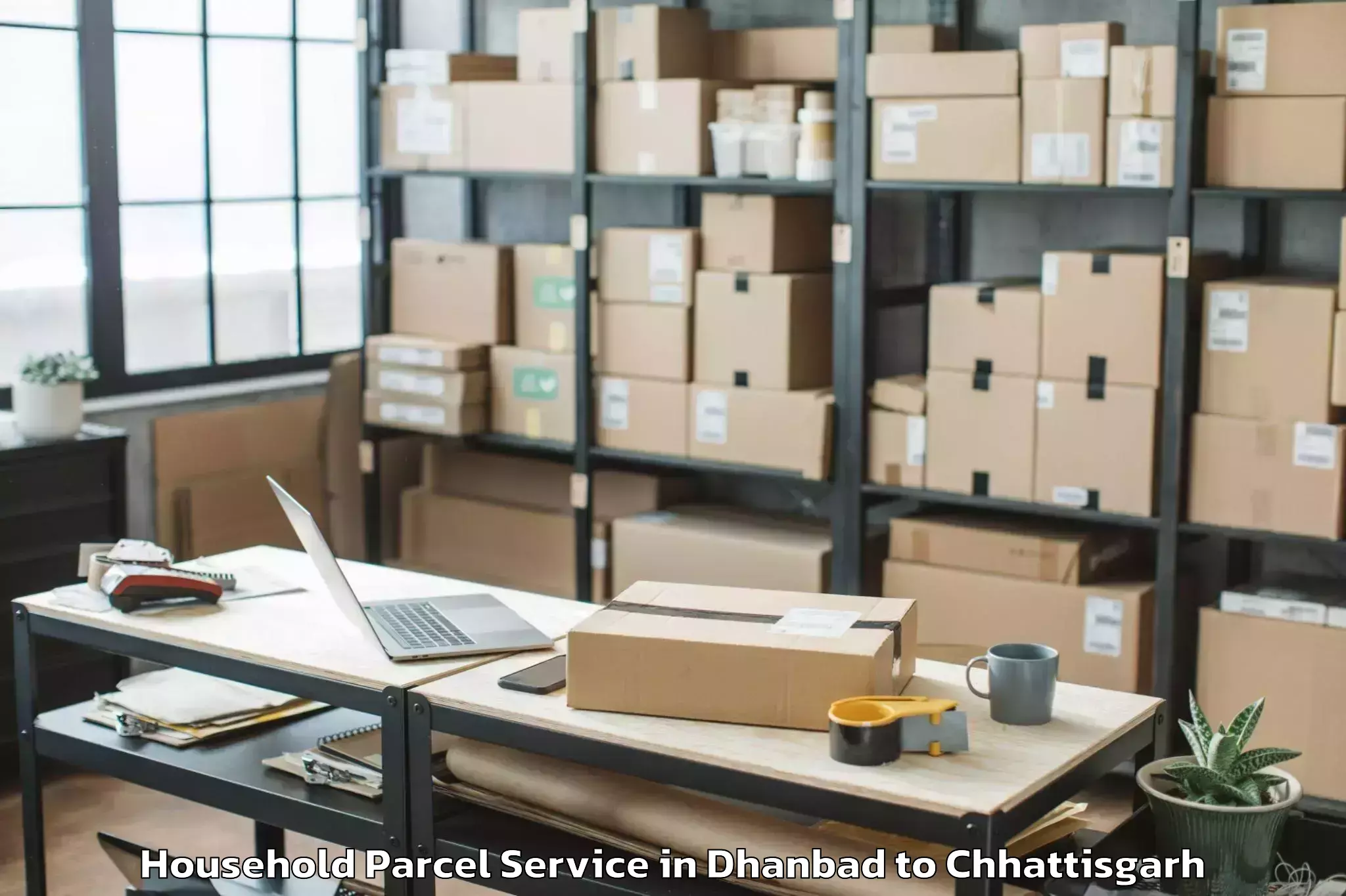 Leading Dhanbad to Malkharoda Household Parcel Provider